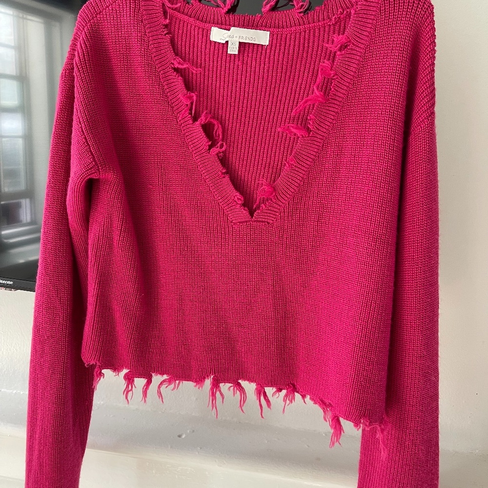 Lovers and Friends Pink distressed sweater